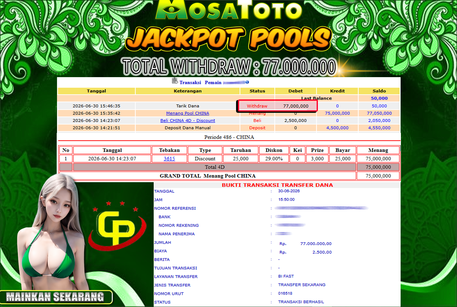 Bukti Jackpot Lunas MosaToto