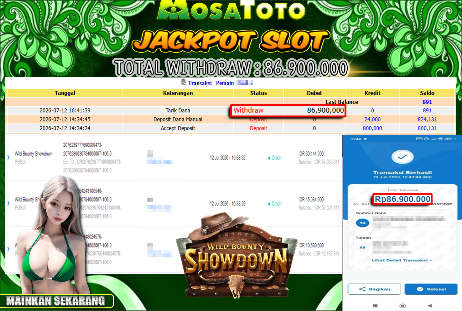 Bukti Jackpot Lunas MosaToto