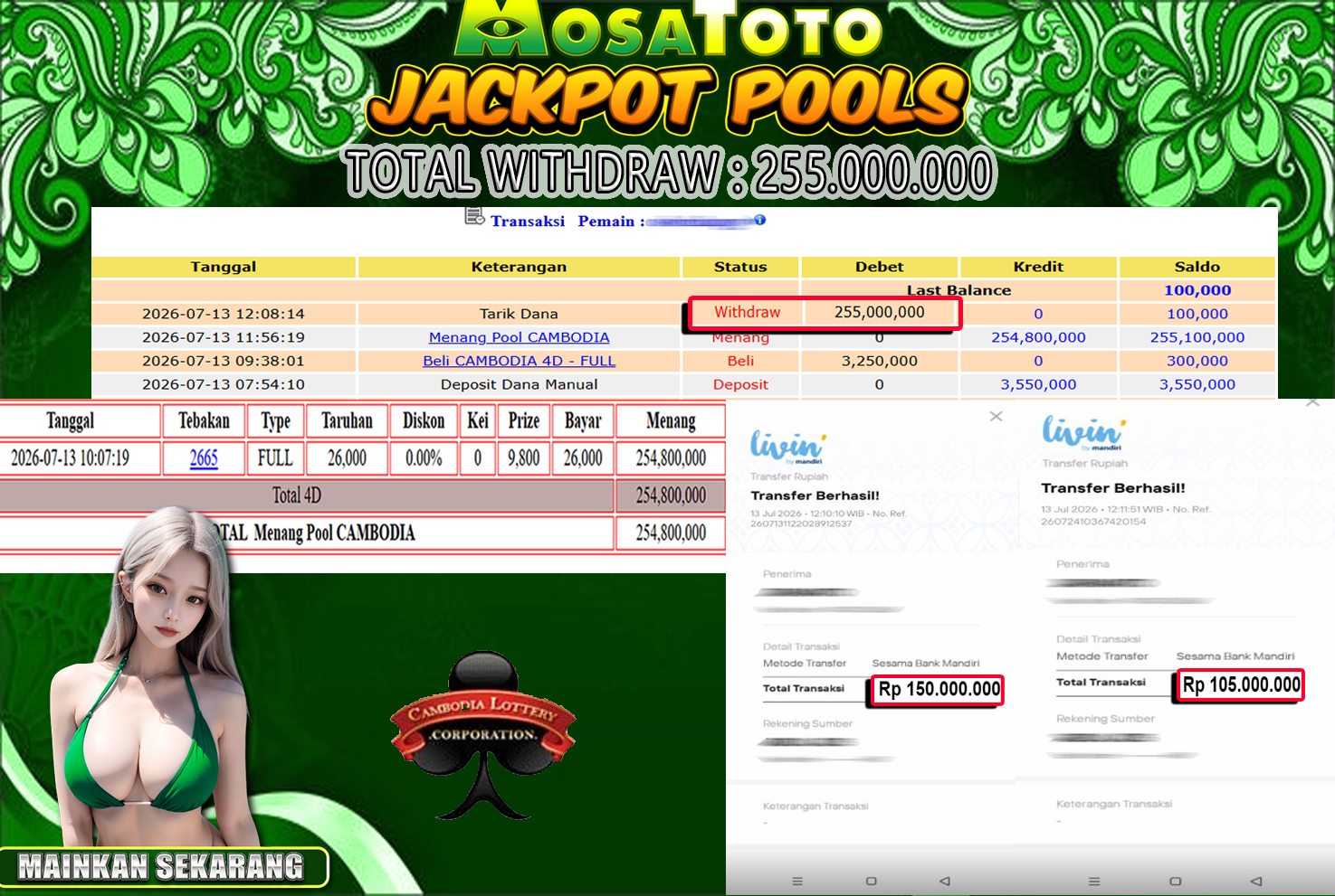 Bukti Jackpot Lunas MosaToto