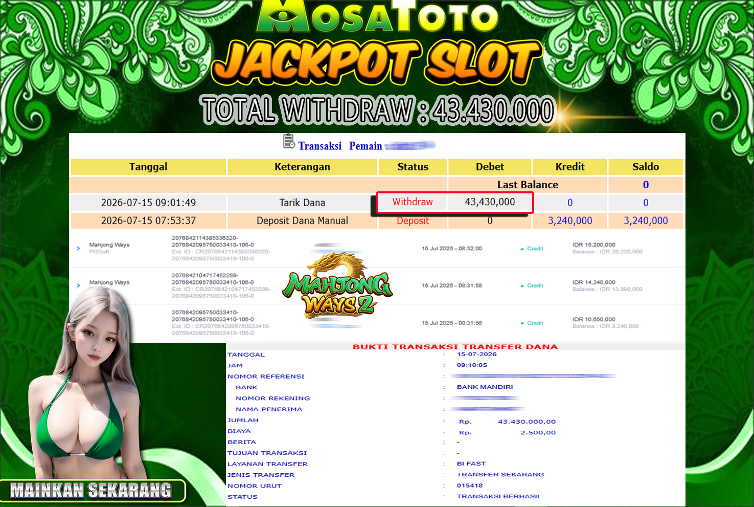 Bukti Jackpot Lunas MosaToto